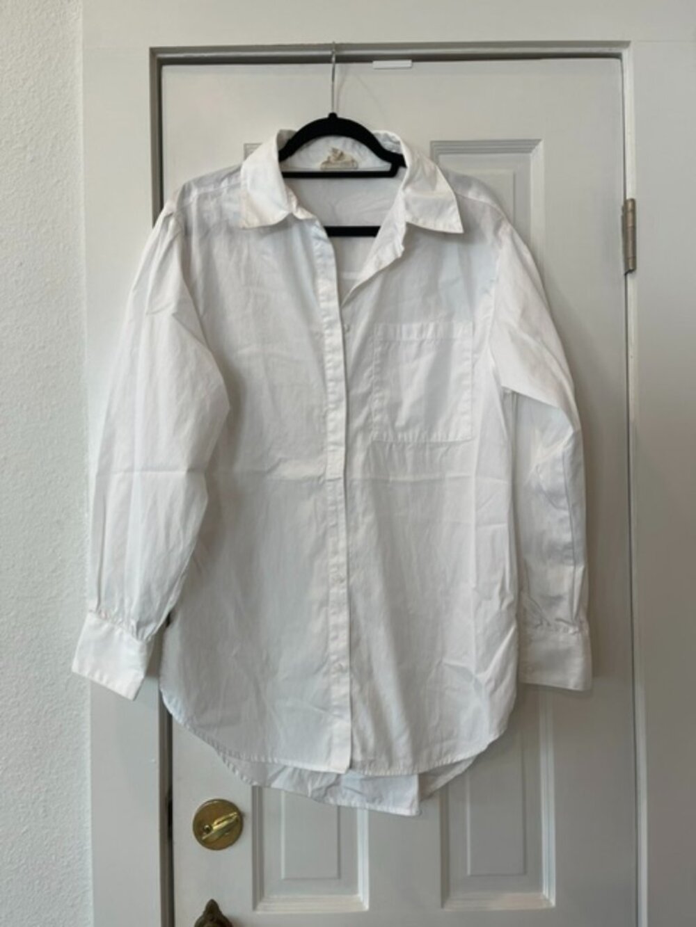 Open Edit Nordstrom White Cotton Poplin Oversized Button Down Shirt Small EUC